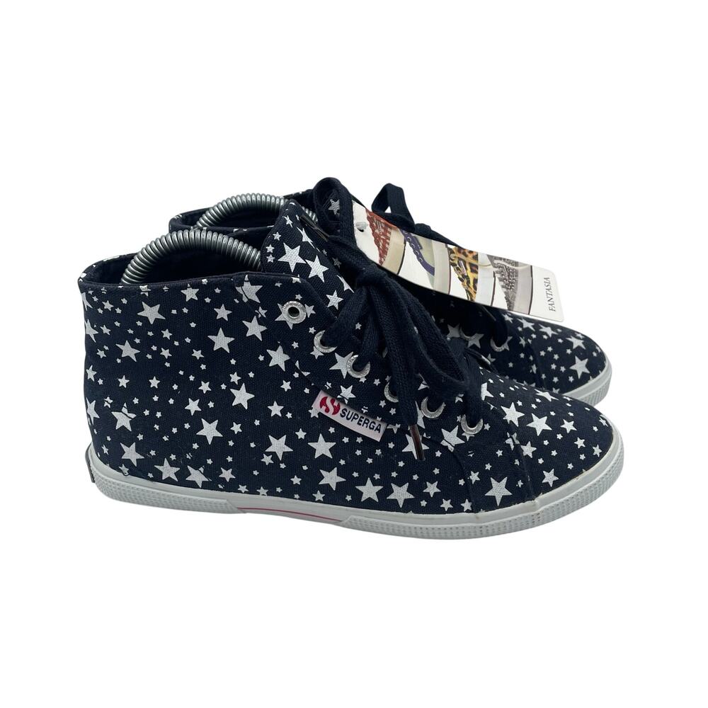 Superga Fantasia High Tops Canvas Blue Stars Shoes Casual Womens 7